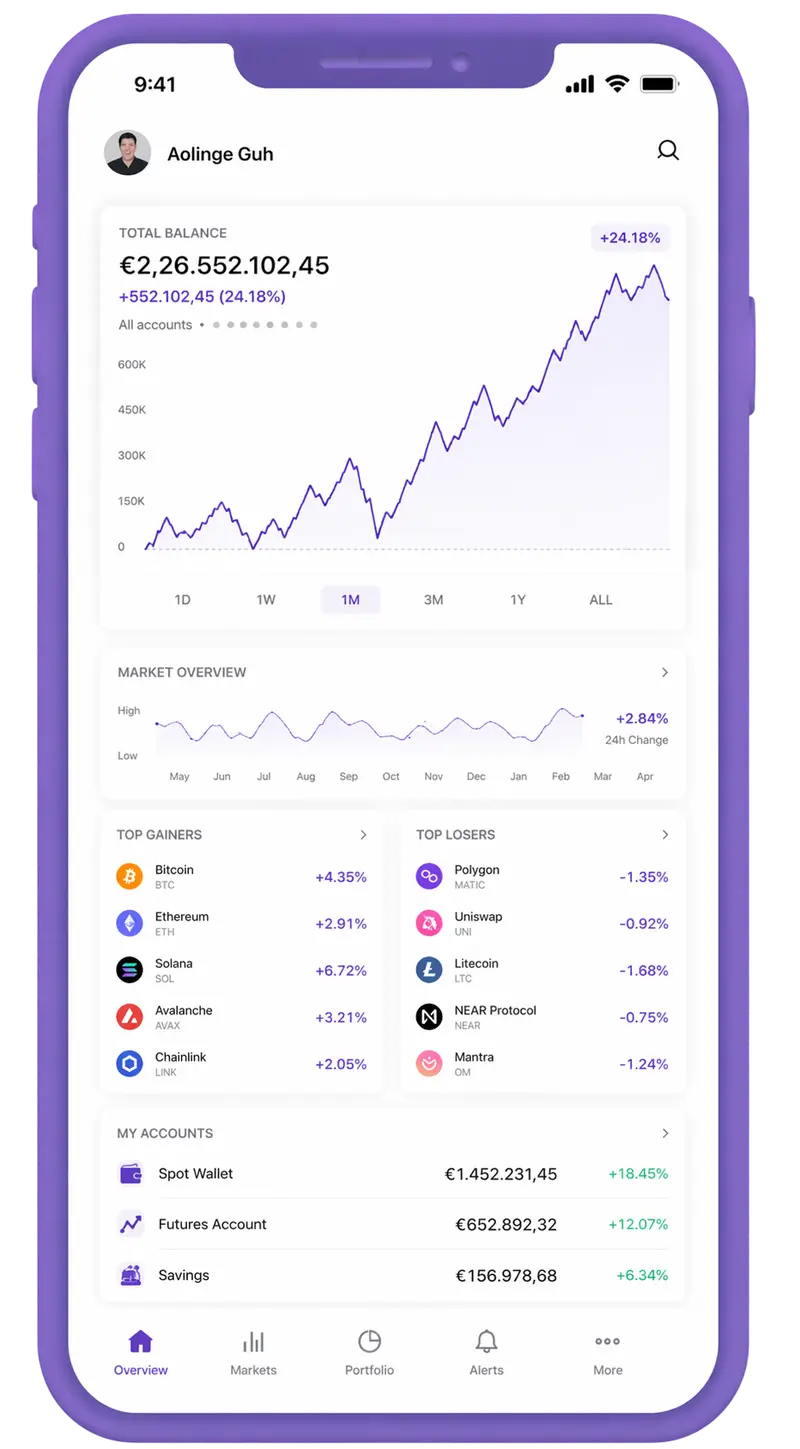 Kapitalbro mobile app showing portfolio overview